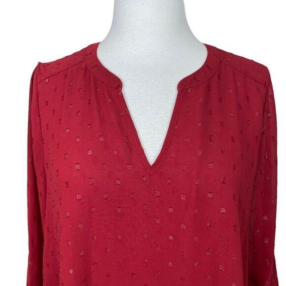 Maurices Sheer Red Blouse Long Sleeve Size Medium - Picture 5 of 6